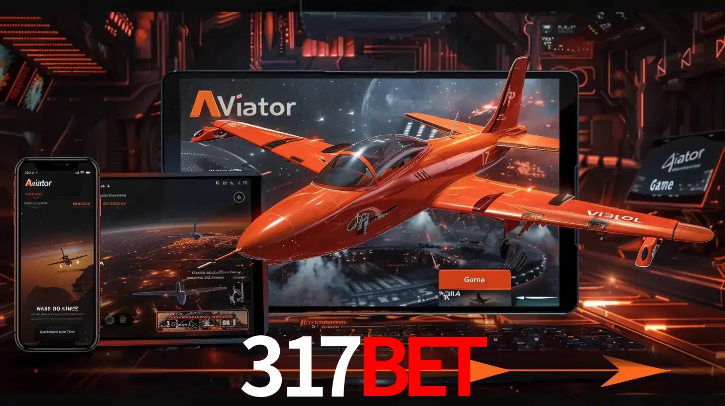 Apresentação tecnológica do jogo Aviator com um avião saindo da tela de um tablet, demonstrando a experiência imersiva em múltiplos dispositivos no 317bet.