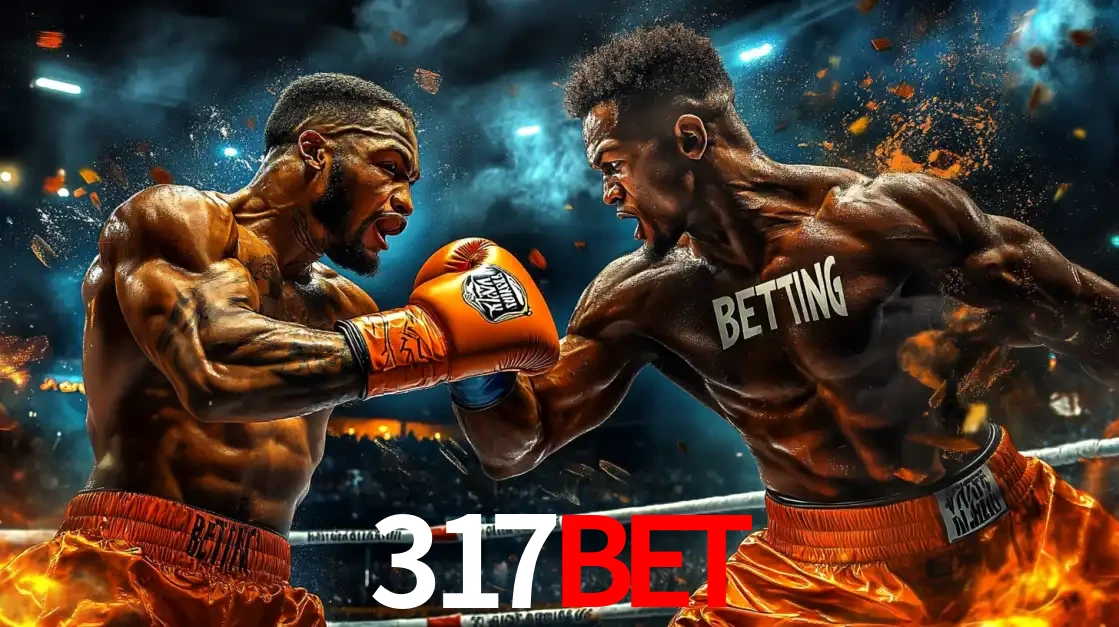 Dois boxeadores em uma luta intensa e explosiva, representando a adrenalina e as oportunidades de apostas em esportes de combate disponíveis na plataforma 317bet.