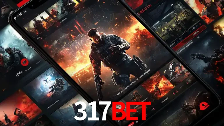 Tela de um celular exibindo uma galeria de jogos de tiro com temática militar, mostrando a variedade de e-sports disponíveis para apostas na plataforma de entretenimento 317bet.