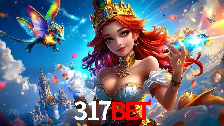 A princesa de um reino de fantasia mágico, com seu pequeno dragão, apresentando um mundo de prêmios encantados nos jogos de caça-níqueis do cassino 317bet.